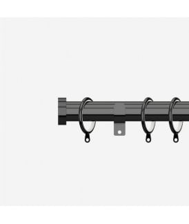 Black Nickel 28mm Stud Fixed Length Metal Curtain Pole