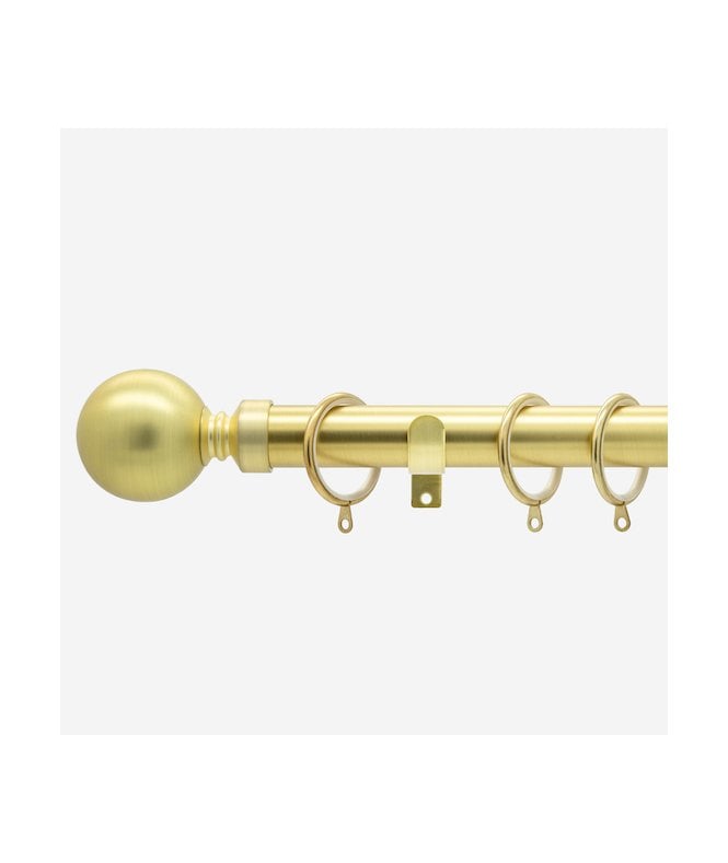 NewEdgeBlinds Brushed Gold 28mm Ball Fixed Length Metal Curtain Pole