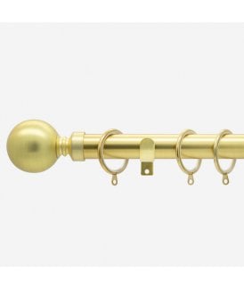 Brushed Gold 28mm Ball Fixed Length Metal Curtain Pole