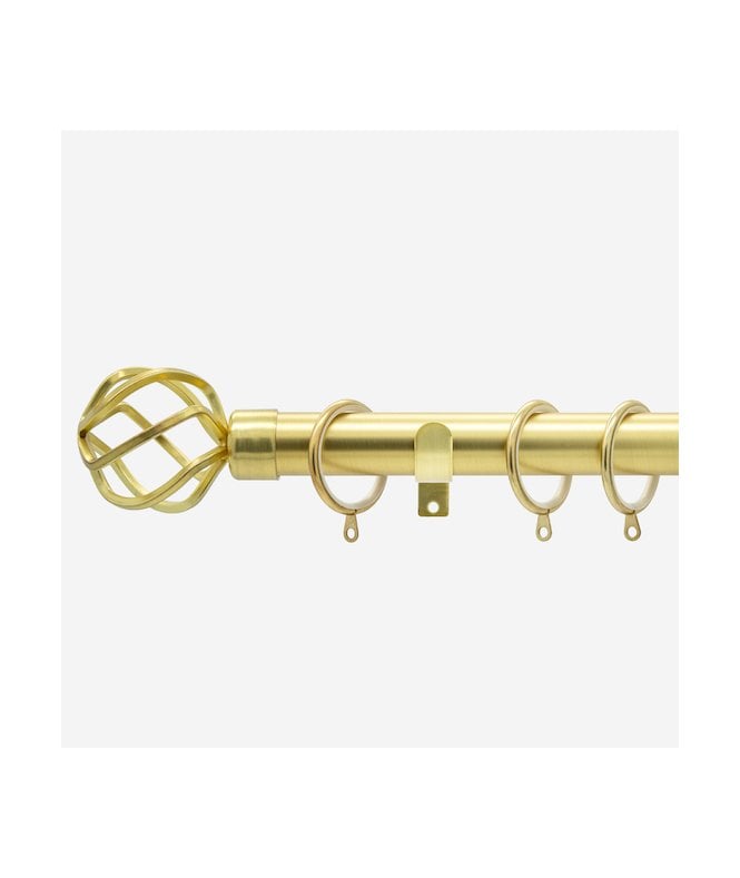 NewEdgeBlinds Brushed Gold 28mm Cage Fixed Length Metal Curtain Pole