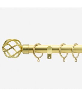 Brushed Gold 28mm Cage Fixed Length Metal Curtain Pole