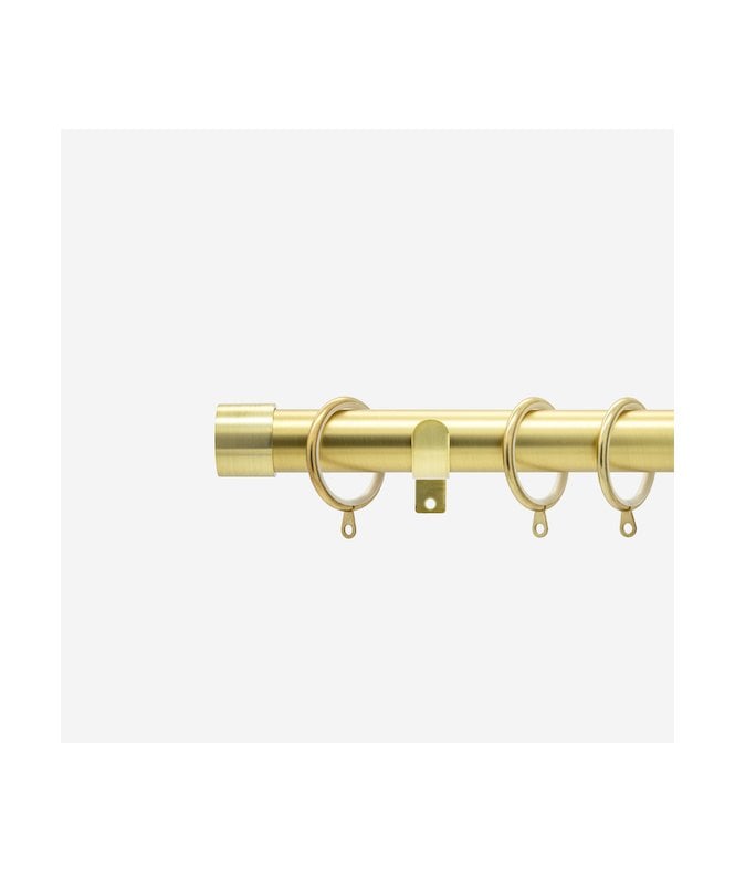 NewEdgeBlinds Brushed Gold 28mm End Cap Fixed Length Metal Curtain Pole