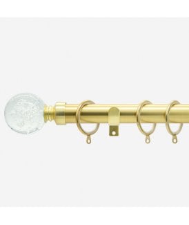 Brushed Gold 28mm Glass Bubbles Fixed Length Metal Curtain Pole