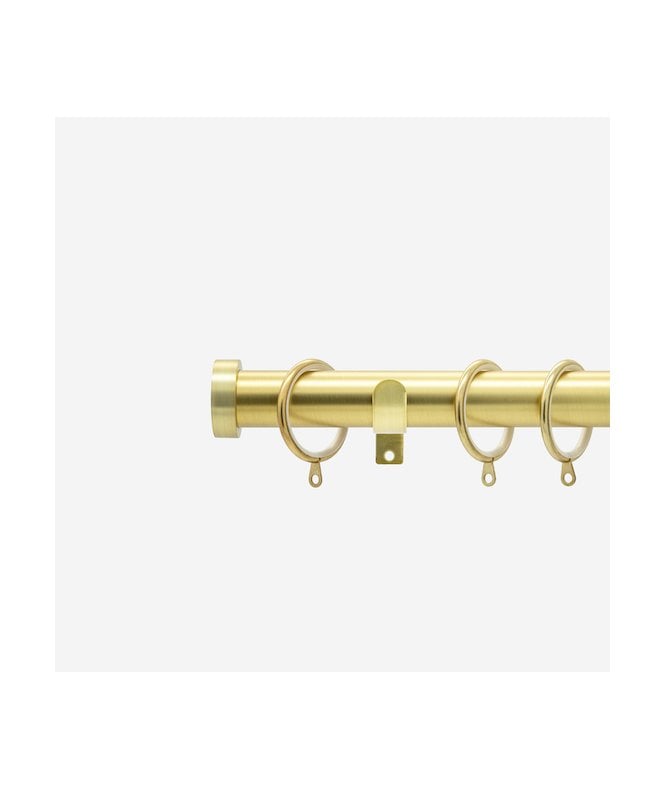 NewEdgeBlinds Brushed Gold 28mm Stud Fixed Length Metal Curtain Pole
