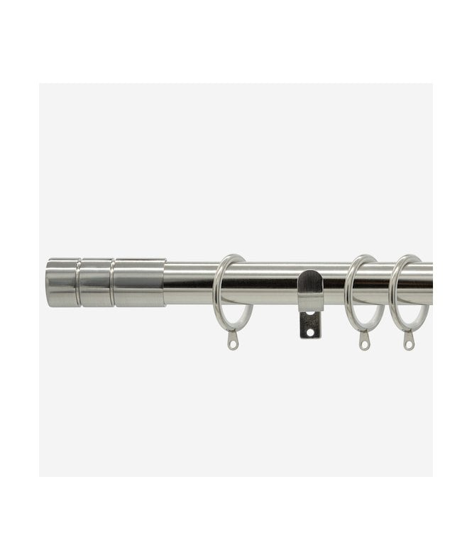 NewEdgeBlinds Brushed Steel 28mm Barrel Fixed Length Metal Curtain Pole