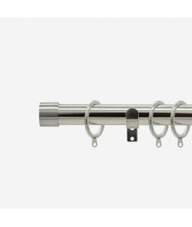 Brushed Steel 28mm End Cap Fixed Length Metal Curtain Pole