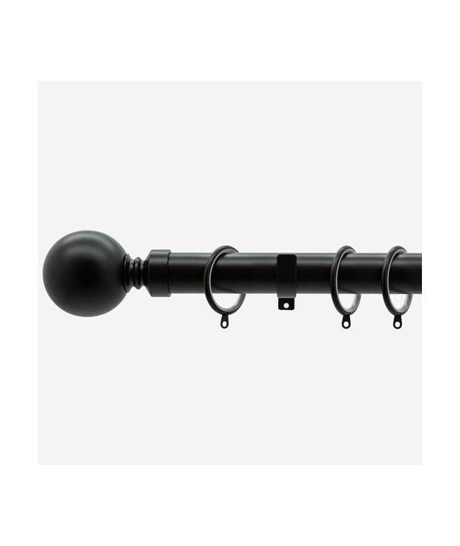 NewEdgeBlinds Matt Black 28mm Ball Fixed Length Metal Curtain Pole