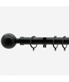 Matt Black 28mm Ball Fixed Length Metal Curtain Pole
