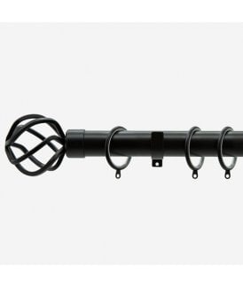Matt Black 28mm Cage Fixed Length Metal Curtain Pole