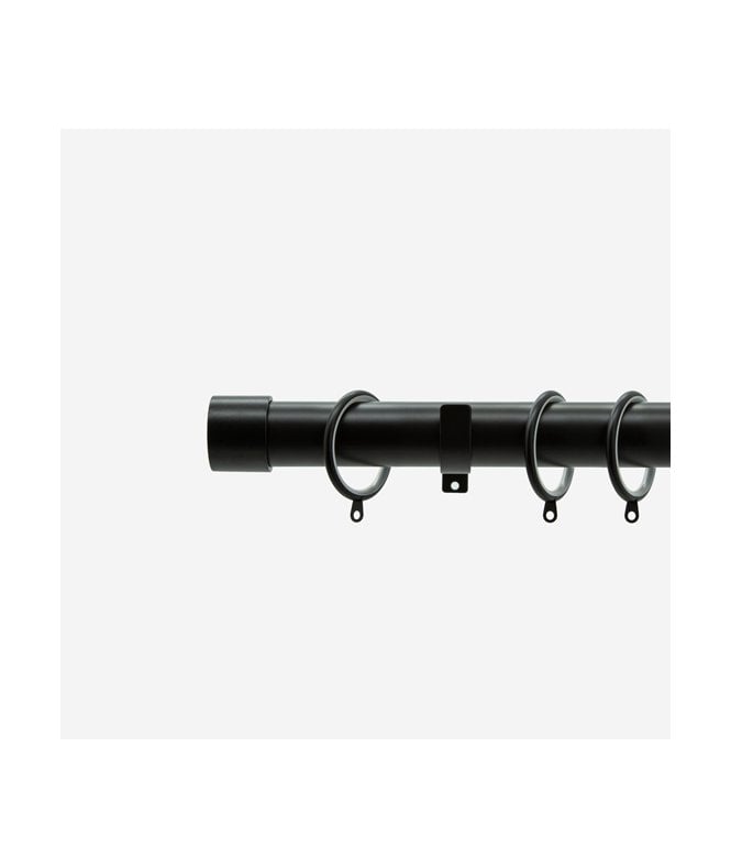 NewEdgeBlinds Matt Black 28mm End Cap Fixed Length Metal Curtain Pole