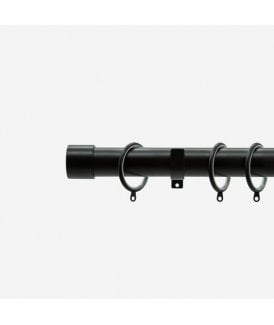 Matt Black 28mm End Cap Fixed Length Metal Curtain Pole