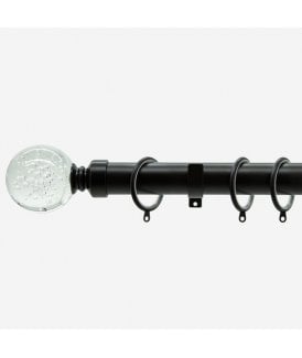 Matt Black 28mm Glass Bubbles Fixed Length Metal Curtain Pole