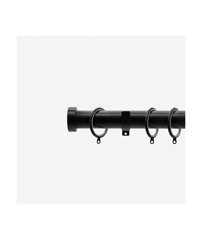 NewEdgeBlinds Matt Black 28mm Stud Fixed Length Metal Curtain Pole