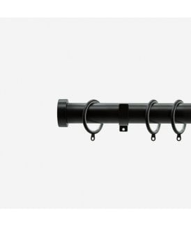Matt Black 28mm Stud Fixed Length Metal Curtain Pole