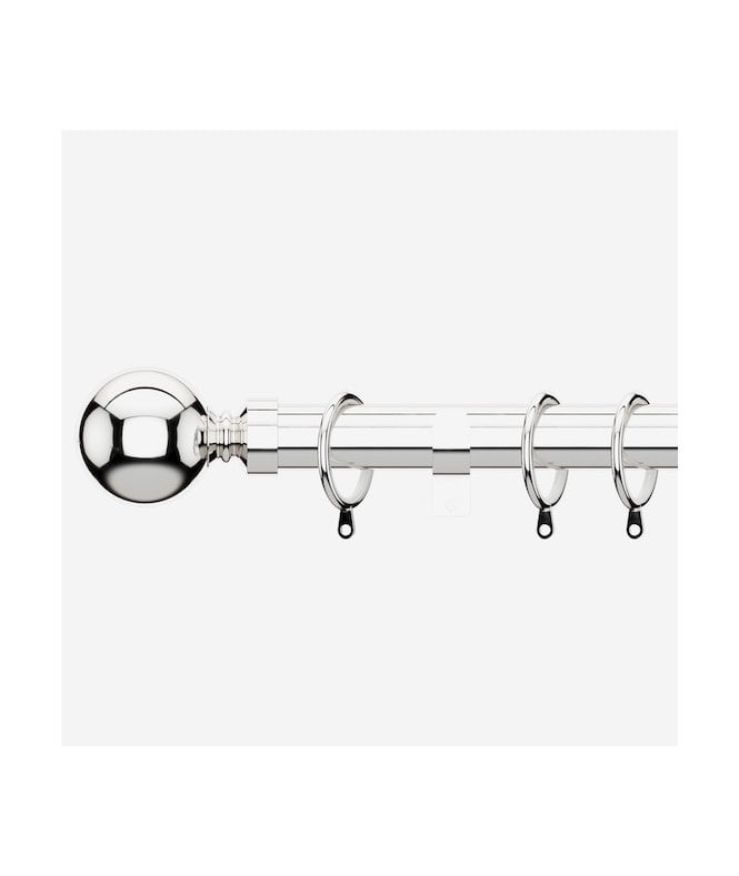 NewEdgeBlinds Polished Chrome 28mm Ball Fixed Length Metal Curtain Pole