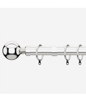 Polished Chrome 28mm Ball Fixed Length Metal Curtain Pole