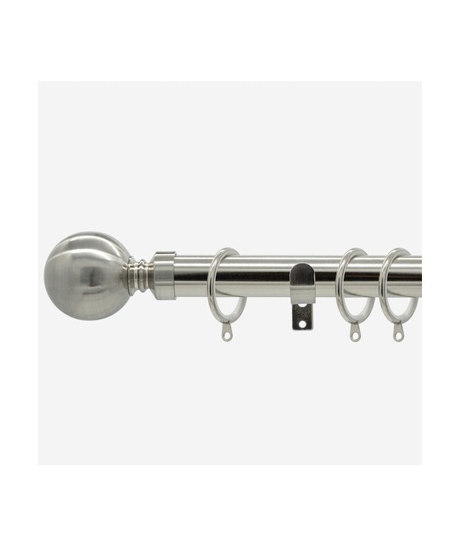NewEdgeBlinds Stainless Steel 28mm Ball Fixed Length Metal Curtain Pole