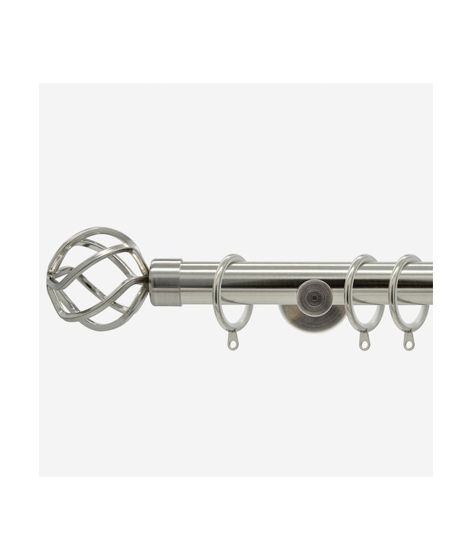 NewEdgeBlinds Stainless Steel 28mm Cage Fixed Length Metal Curtain Pole