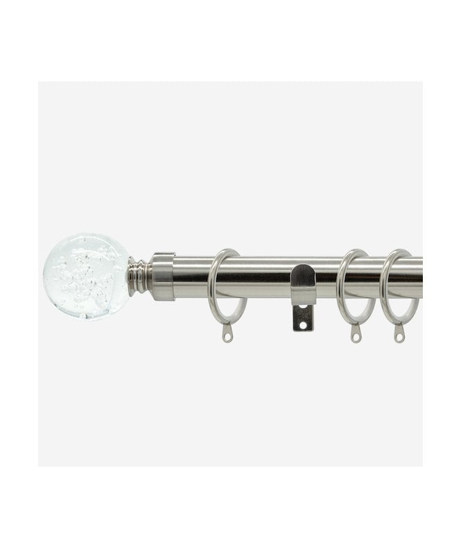 NewEdgeBlinds Stainless Steel 28mm Glass Bubbles Fixed Length Metal Curtain Pole
