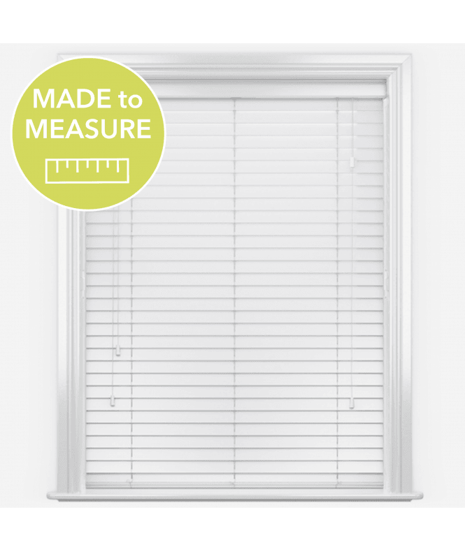 Pure Wood Bright White Venetian Blinds With Strings