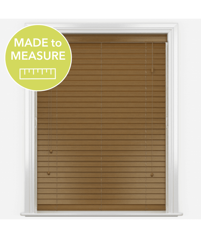 Pure Wood Warm Oak Venetian Blinds With Strings