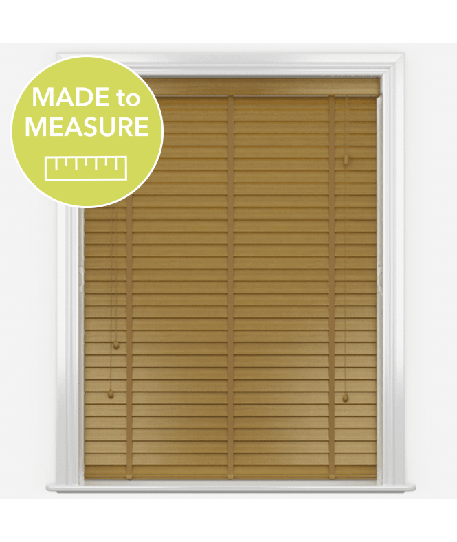 Pure Wood Warm Oak Venetian Blinds With Tapes