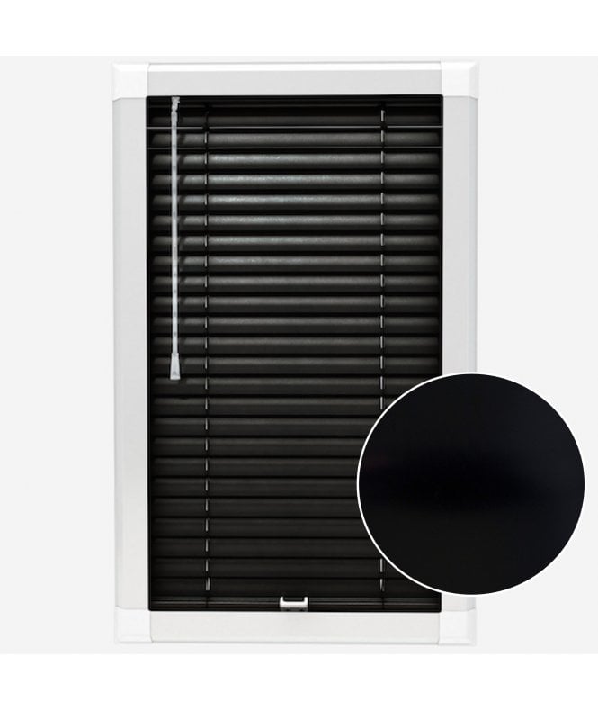 San Francisco Black Made To Measure Perfect Fit Aluminium Venetian Blinds 25mm Slats