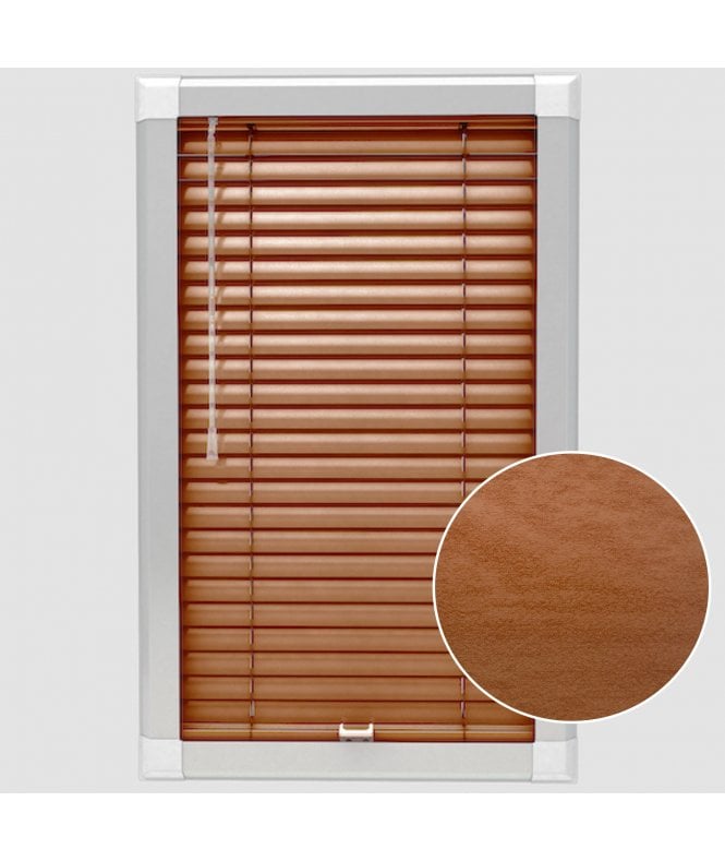 San Francisco Cinnamon Oak Made To Measure Perfect Fit Aluminium Venetian Blinds 25mm Slats