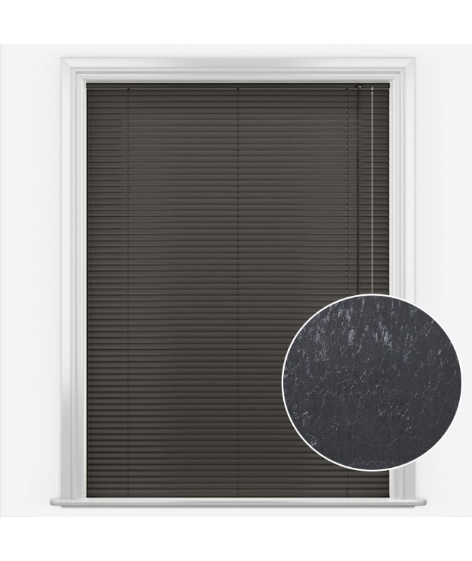 San Francisco Distressed Dark Graphite Made to Measure Aluminium Venetian Blinds 25mm Slats