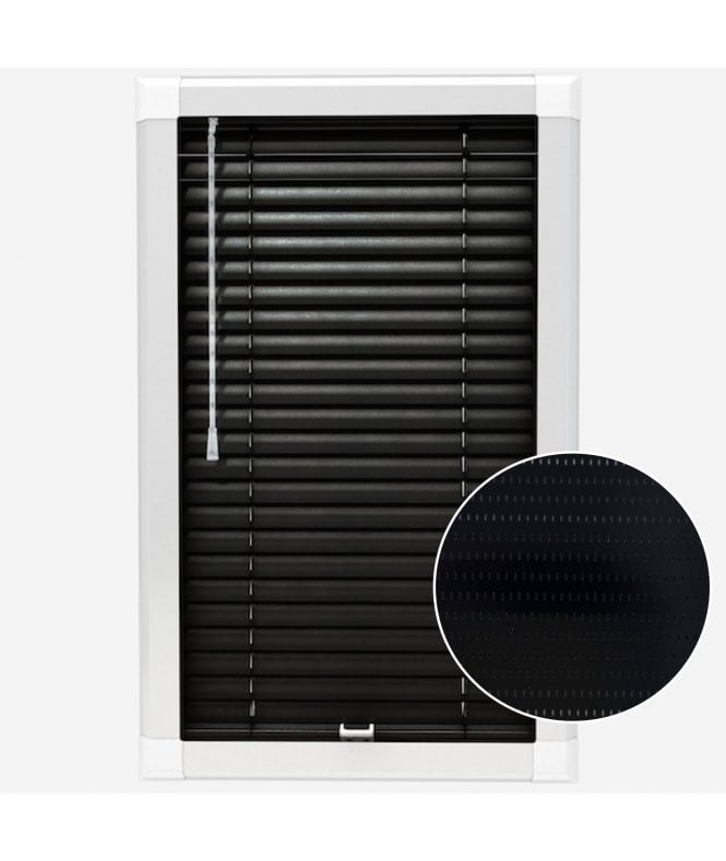 San Francisco Filtered Black Made To Measure Perfect Fit Aluminium Venetian Blinds 25mm Slats