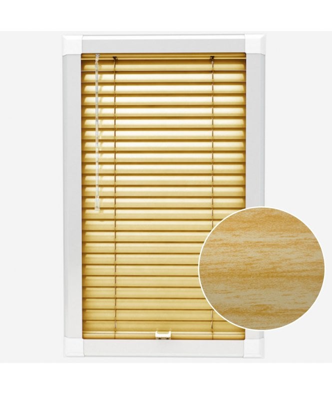 San Francisco Golden Oak Made To Measure Perfect Fit Aluminium Venetian Blinds 25mm Slats