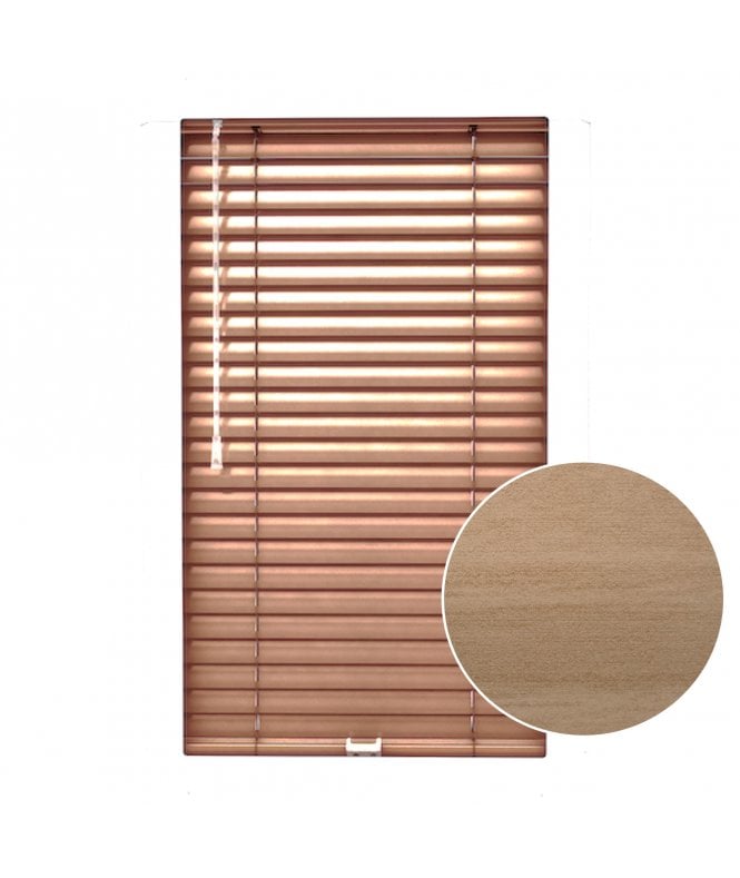 San Francisco Light Oak  Made To Measure Perfect Fit Aluminium Venetian Blinds 25mm Slats