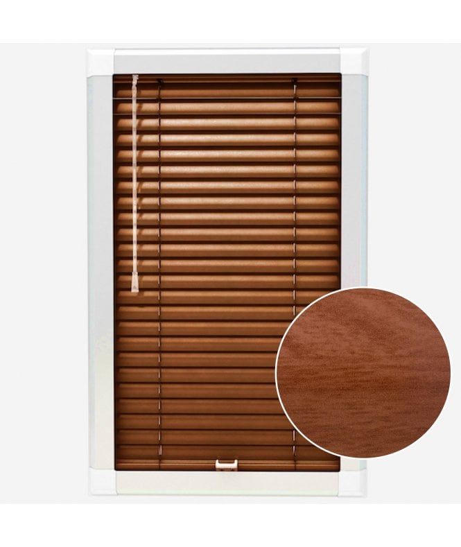 San Francisco Walnut Oak Made To Measure Perfect Fit Aluminium Venetian Blinds 25mm Slats
