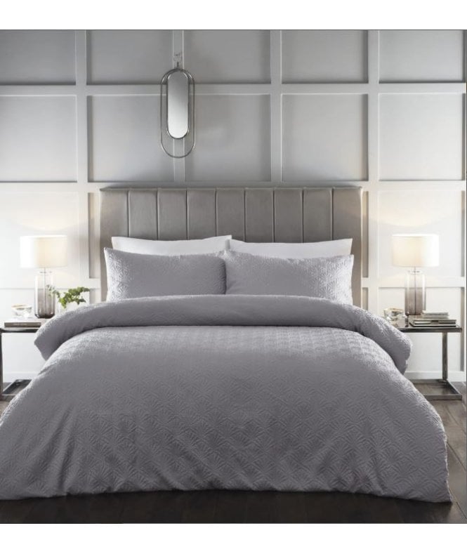 Sofia Collection Seersucker Duvet Set in Grey