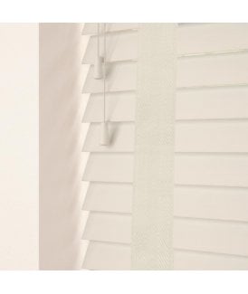 50mm Slat Cream Real Wood Venetian Blind With Tapes 120cm Drop