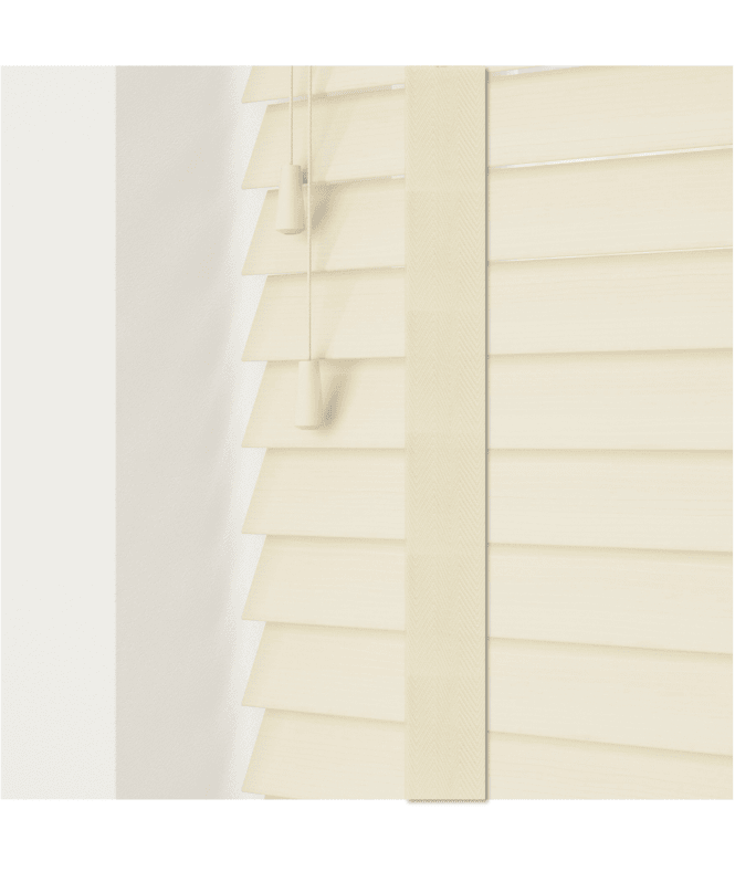 Sunwood 50mm Slat Creme Faux Wood Venetian Blind With Tapes 120cm Drop