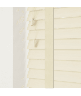 50mm Slat Creme Faux Wood Venetian Blind With Tapes 120cm Drop