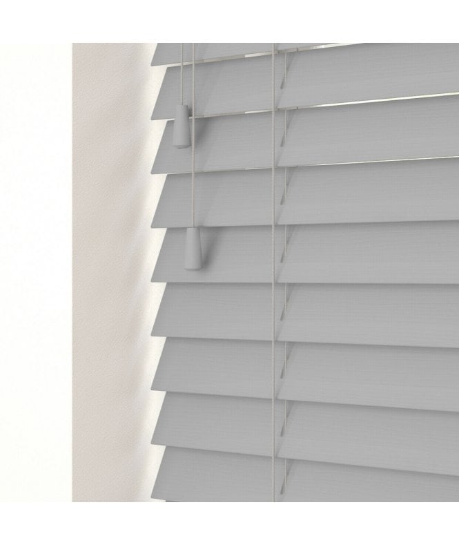 Sunwood 50mm Slat Dove Grey Faux Wood Venetian Blind With Strings 120cm Drop