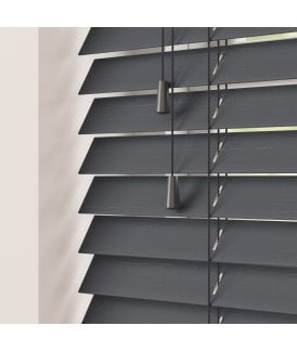 50mm Slat Grey Real Bamboo Wood Venetian Blind With Strings 120cm Drop