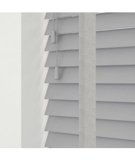 50mm Slat Light Grey Real Wood Venetian Blind With Tapes 120cm Drop