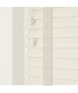 50mm Slat Misty White Faux Wood Venetian Blind With Tapes 120cm Drop