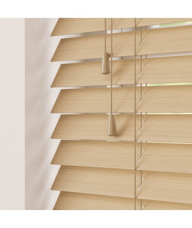 Sunwood 50mm Slat Narra Oak Real Wood Venetian Blind With Strings 120cm Drop