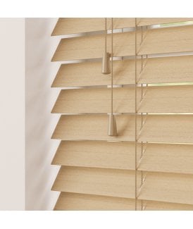 50mm Slat Narra Oak Real Wood Venetian Blind With Strings 120cm Drop