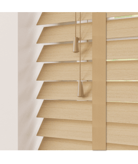 50mm Slat Narra Oak Real Wood Venetian Blind With Tapes 120cm Drop