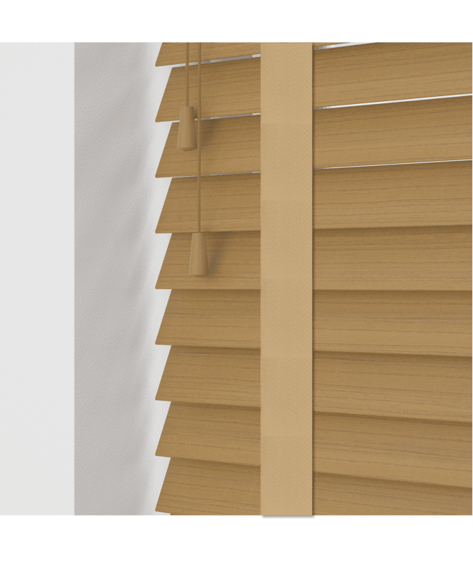 Sunwood 50mm Slat Sahara Oak Faux Wood Venetian Blind With Tapes 120cm Drop