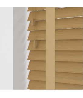 50mm Slat Sahara Oak Faux Wood Venetian Blind With Tapes 120cm Drop