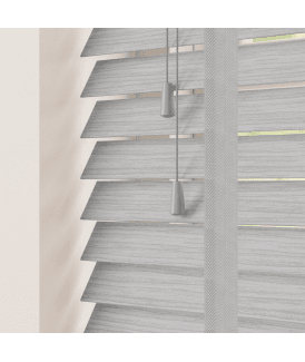 50mm Slat Silver Birch Faux Wood Venetian Blind With Tapes 120cm Drop