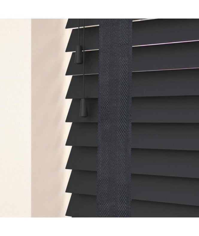 Sunwood 50mm Slat Slate Grey Real Wood Venetian Blind With Tapes 120cm Drop