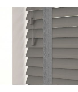 50mm Slat Smooth Grey Faux Wood Venetian Blind With Tapes 120cm Drop