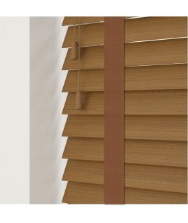 50mm Slat Truffle Faux Wood Venetian Blind With Tapes 120cm Drop